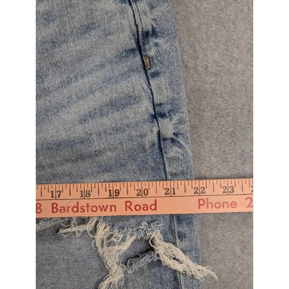 American Eagle Jeans Womens Size 12 Blue Destressed Curvy 90s Straight Whiskers - Picture 7 of 16